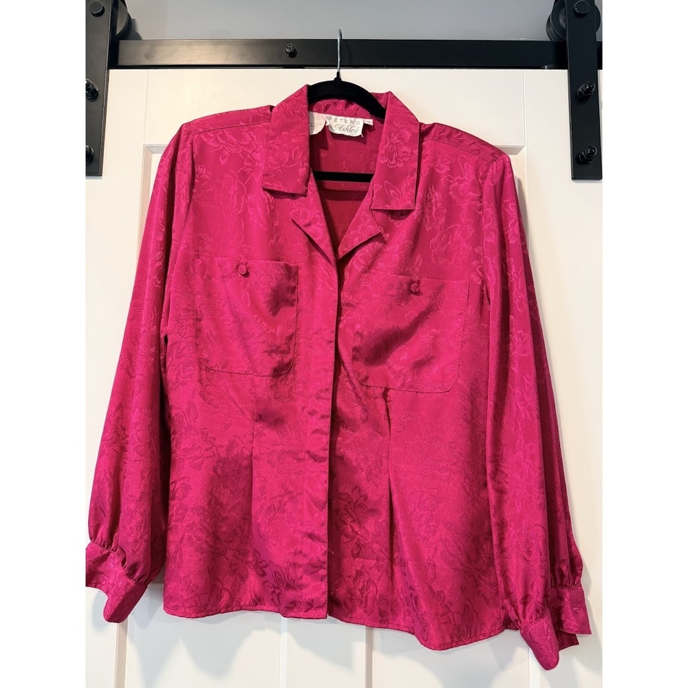 Vintage Peters & Ashley Pink Floral Patterned Polyester Blouse Ladies Sz 12